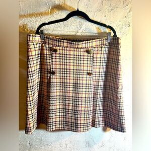 Plaid Double-Button Skirt, English countryside plaid, preppy, office, casual